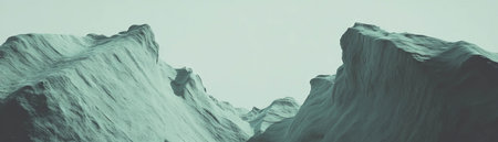 Halftone texture reveals canyon walls with deep crevices and shadows under lightの素材