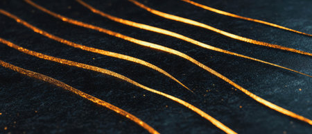 Elegant subtle striped background with timeless golden lines on dark surfaceの写真素材