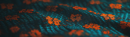 Macro texture highlighting woven damask patterns with bright contrasting elementsの素材