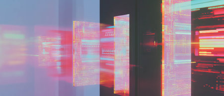 Exploring technology through minimalistic mixed media collage with vibrant texturesの素材