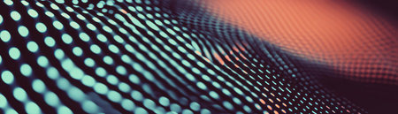 Interlocking geometric shapes create halftone texture with varying dot sizes and densityの素材