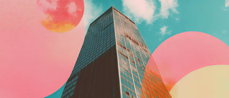 Exploring the balance of minimalism and color in mixed media collage artworkの素材