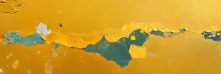 Golden yellow wall texture with stained surface and grunge effect in urban settingの素材
