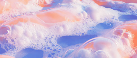 Seamless pattern of bubbles and suds from laundry detergent in cheerful colorsの素材
