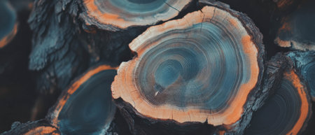 Exploring the intricate structure of tree rings revealing growth history and organic patternsの素材