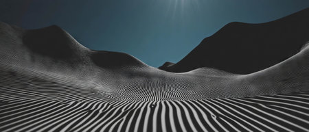 Dramatic landscape with playful lines and subtle shadows under the moonlightの素材