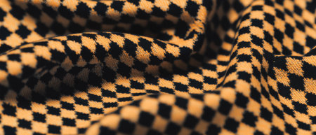 Classic houndstooth pattern in sophisticated black and gold fabric design
