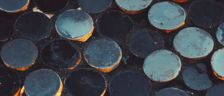 Vintage penny tile pattern with textured small circles on a muted background