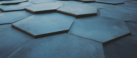 Modern geometric background with grey hexagonal tiles and subtle pattern design