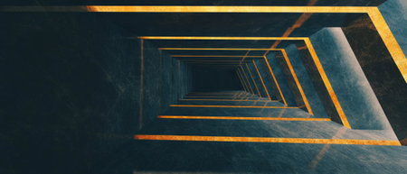Intricate geometric pattern with metallic gold lines creating a mesmerizing depth effect