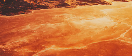 Vibrant light orange scene over tranquil waters creates a serene atmosphere