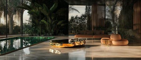 Glamorous interior design showcasing metallic gold accents in a luxurious setting