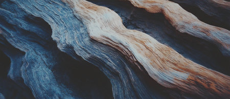 Flowing hair and wood grain combine in a unique double exposure of natural texturesの写真素材