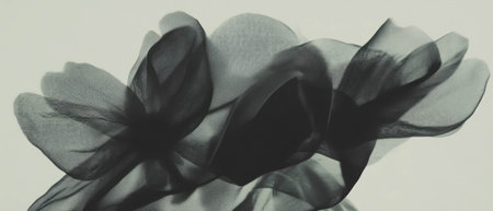 Double exposure of wire mesh and delicate flower petals creating contrasting texturesの写真素材