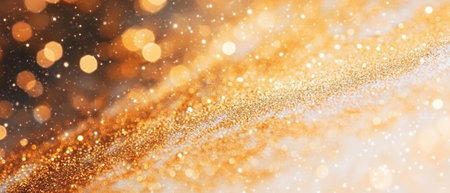 Elegant gold glitter banner template for festive occasions and celebrationsの写真素材