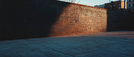 Urban banner template featuring a textured dark brick wall in an industrial setting