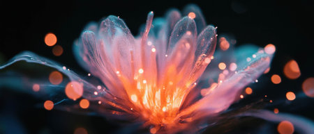 Bright and intricate spark macro photography on a black backgroundの素材