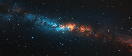 Twinkling magic stars illuminate a vast black celestial expanse at nightの素材