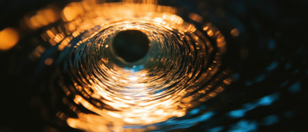 Mystical portal opening in a swirling vortex of light against a dark backgroundの素材