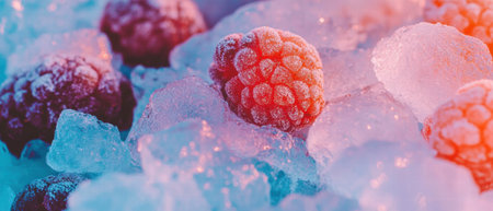 Refreshing frozen berries with ice for a sweet and tart summer treatの素材