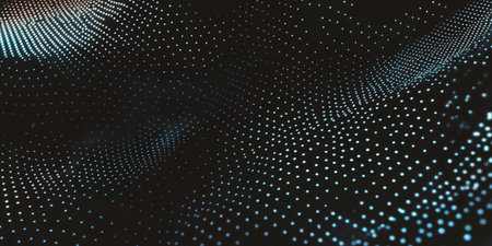 Grunge halftone texture with soft contrast and light dots against dark backgroundの素材