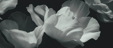 Rough textured petals create an elegant tactile surface impression on a dark backdropの素材