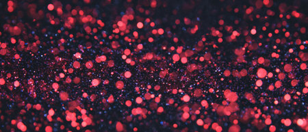 Glitter overlay texture featuring clustered particles on a dark background in vibrant colorsの素材