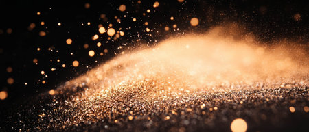 Dusty patterns create an atmospheric overlay with diffused light on a black backgroundの素材