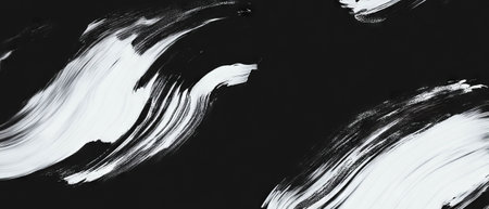 Brushstrokes overlay texture in monochrome design with classic appearance on black backgroundの素材