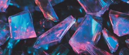 Intricate abstract design showcasing the texture of broken glass against a dark backgroundの素材