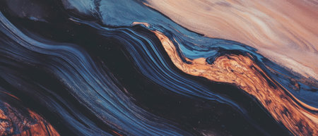 Unique wood grain texture created with glazing technique and rich color layersの素材