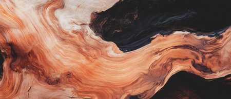 Wood grain texture with glazing technique showcasing rich colors and transparent layersの素材