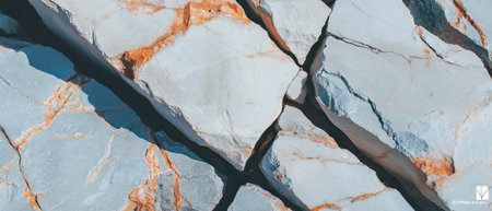 Texture of cracked granite showcasing rough gray surfaces with intricate patternsの素材