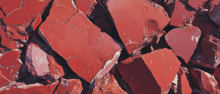 Cracked red brick texture showcasing rough edges and varied widths in a unique designの素材