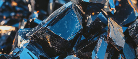 Exploring the unique textures and sharp edges of obsidian crystals under natural lightの素材