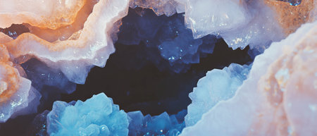 Exploring the stunning texture and colors of geodes with crystalline interiorsの素材
