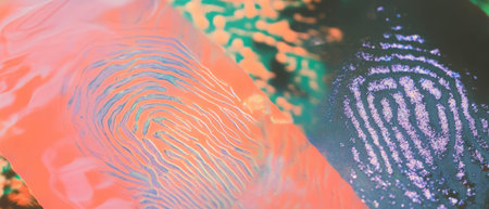 Unique patterns of fingerprint art with vibrant colors and texturesの素材