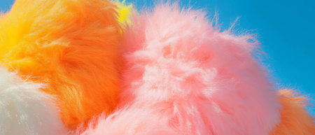 Brightly colored faux fur textures create a playful and vibrant backgroundの素材
