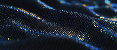 Soft corduroy fabric with glitter and abstract ribbed texture in a majestic designの素材