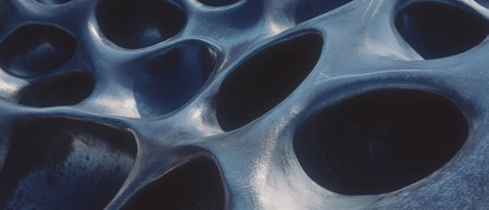 Exploration of cast aluminum texture showcases varied shapes and rough surfacesの素材