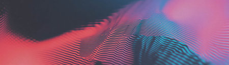 Wavy halftone texture with flowing lines and grunge background in vibrant colorsの素材