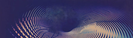 Spiral pattern with halftone texture showcasing increasing dot size towards centerの素材