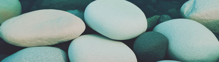 Smooth stone with varied textures and rounded edges displayed in halftone effect backgroundの素材