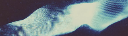 Complex network of intersecting lines with halftone texture in varied densitiesの素材