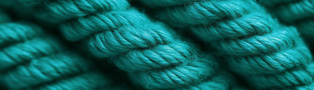 Close-up view of woven rope showcasing intricate twisted texture on a bright backgroundの素材
