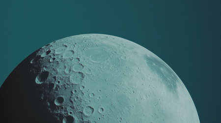 Tranquil moon surface against teal sky - celestial chaos and texture designの素材