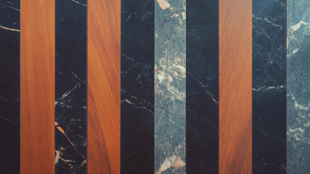 Elegant walnut and black marble striped tile pattern for interior designの素材