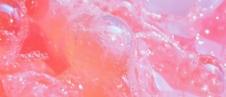 Captivating texture of chewed bubblegum showcasing soft bubbles and irregular shapesの素材