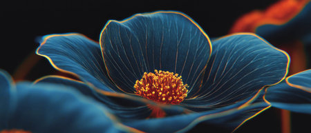 Close-up view of intricate petal veins with vibrant colors against a dark backgroundの素材