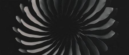 Intricate concentric circular petal patterns radiate from a central void, enhancing visual depthの素材